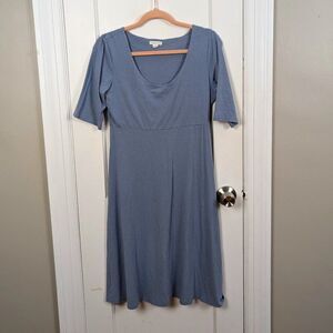 Garnet Hill | Blue Cotton Blend Midi Dress Size Small